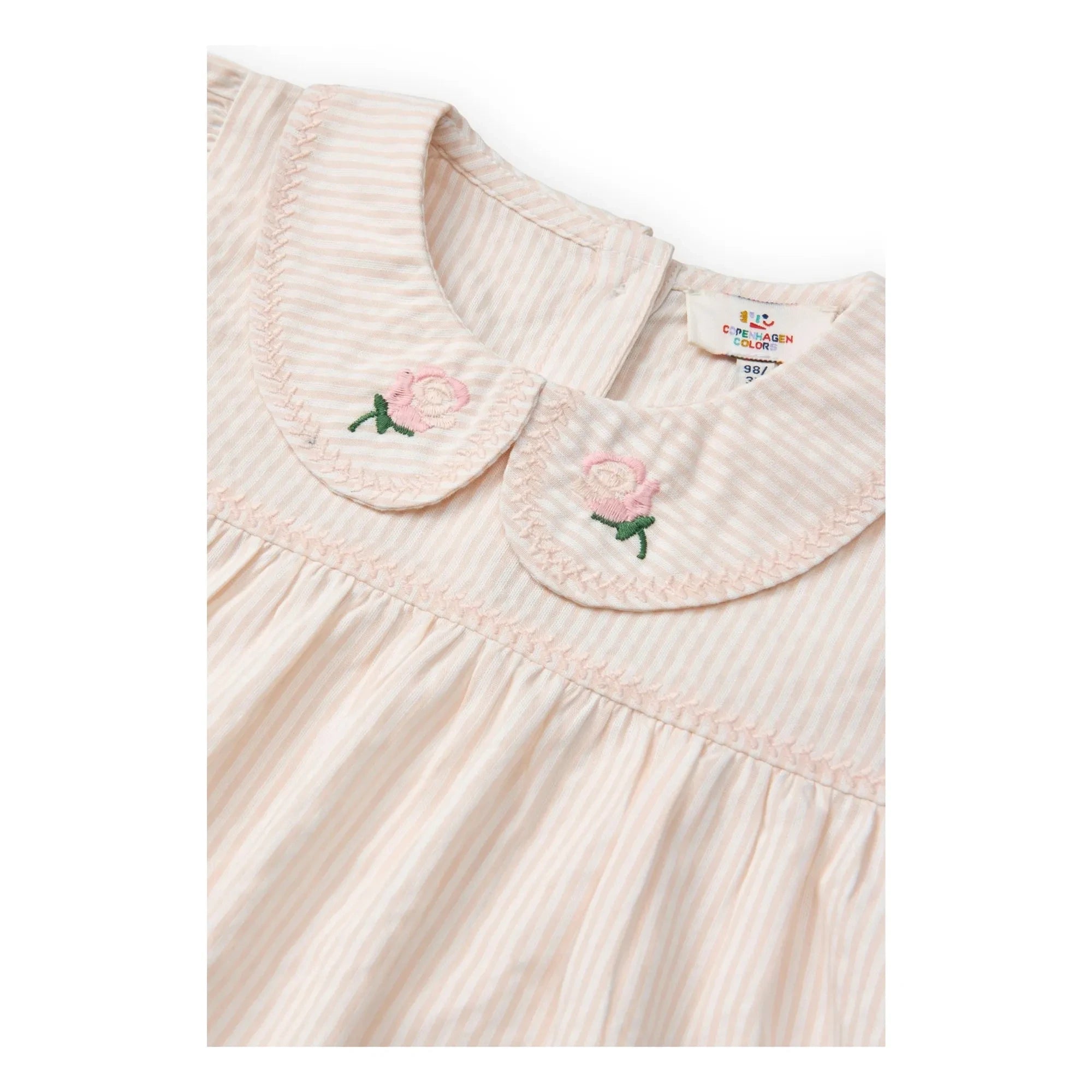 Copenhagen Colors - Striped Claudine Collar Blouse Seersucker Organic Cotton | Light Pink