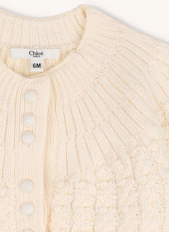 Chloé - Organik pamuklu bebek hırkası | Chalk