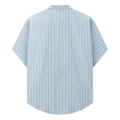 Pomandère - Striped Short-Sleeve Shirt | Blue