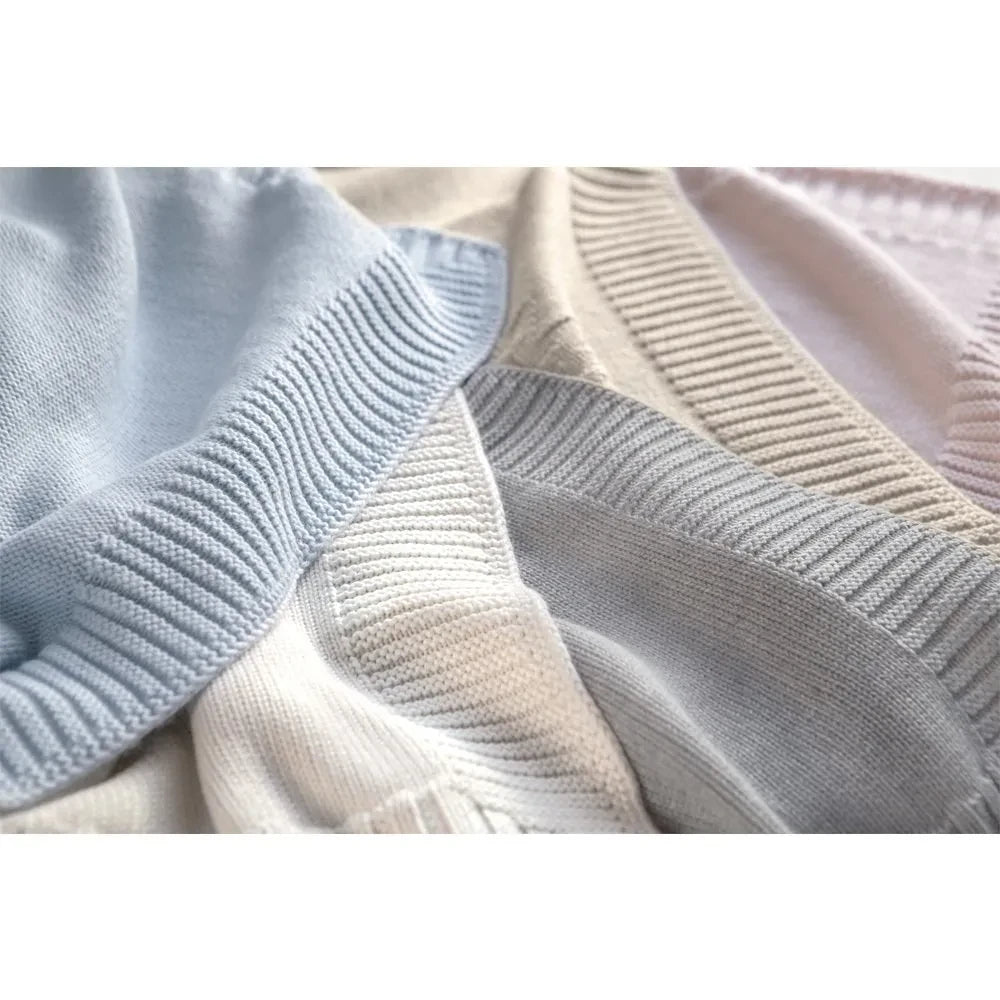 Tartine et Chocolat - Wool and Acrylic Hedgehog Check 75x100 cm | Light Blue