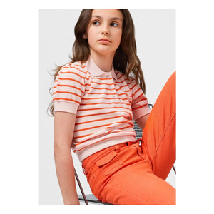 Molo - Raki Striped Organic Cotton Polo Shirt | Light Pink