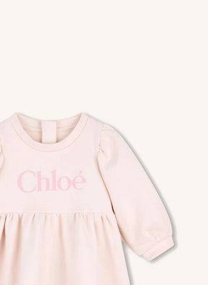 Chloé - Chloé organik pamuklu fleece elbise | Şeftali