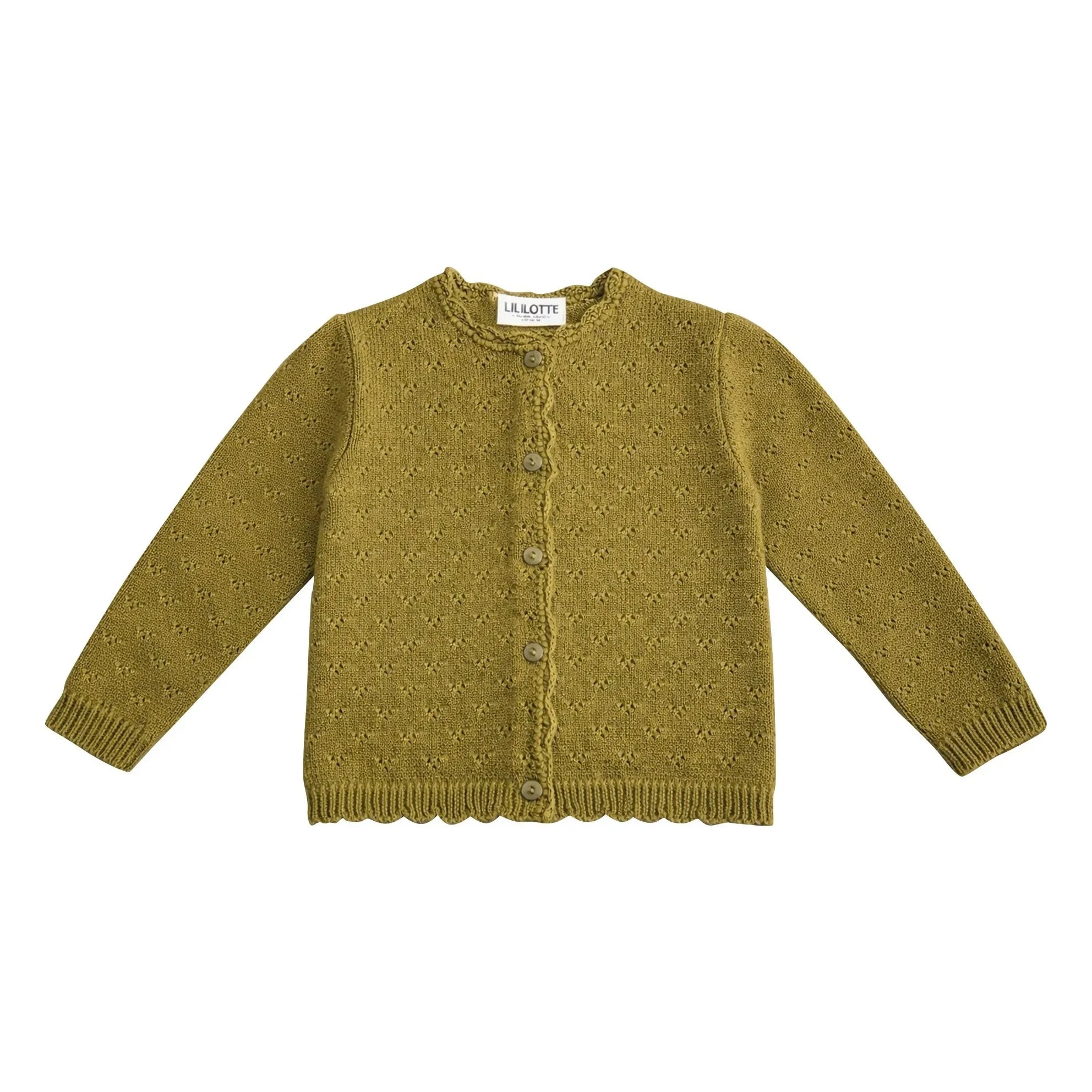Lililotte - Pointelle Victoire organik pamuk hırka | Olive