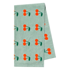 Tinycottons - Cerises Organic Cotton Beach Towel | Aqua Green