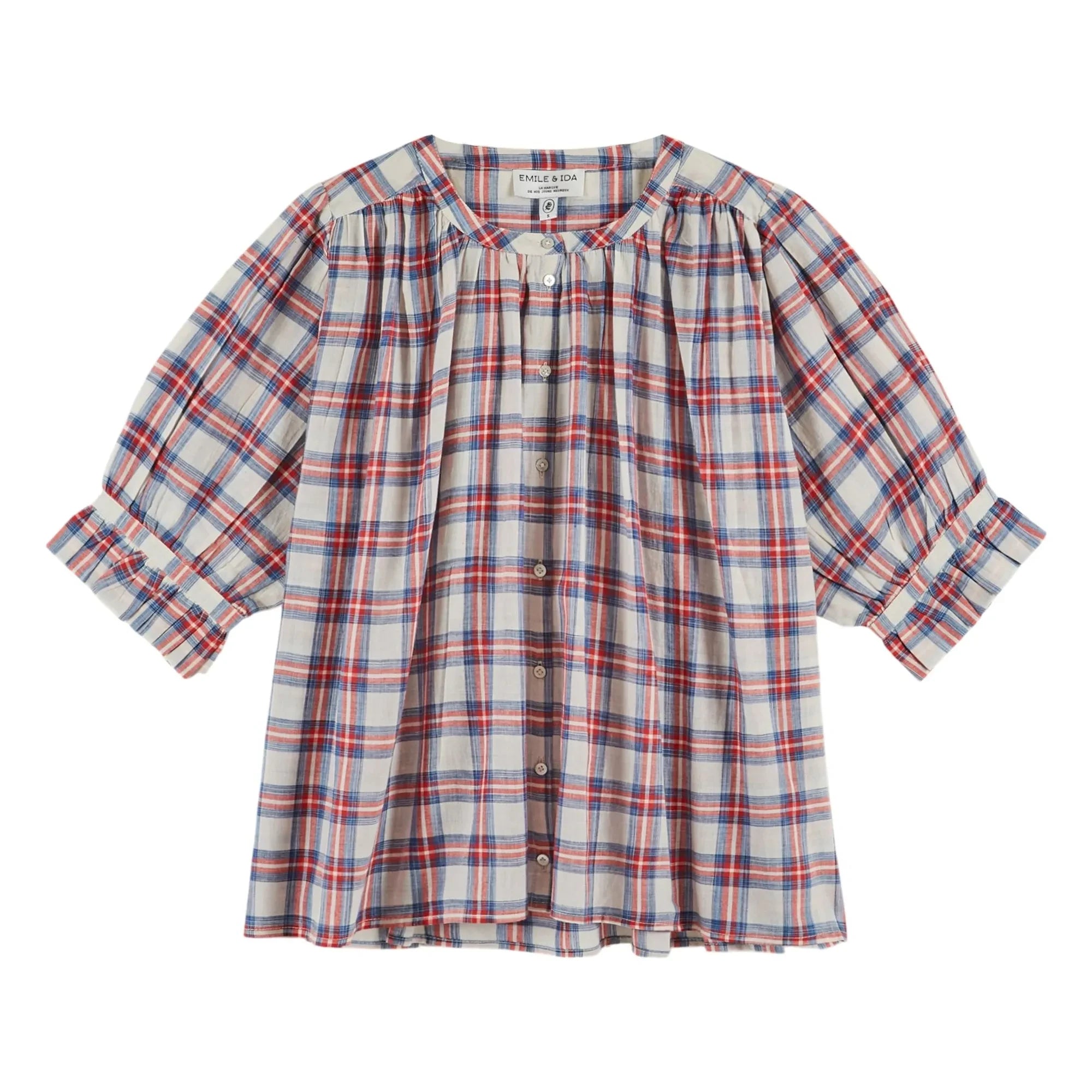 Emile et Ida - Khadi Cotton Plaid blouse | Red