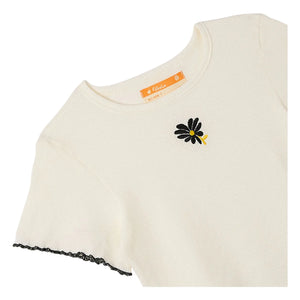 Fabula - Ribbed Floral T-Shirt | White