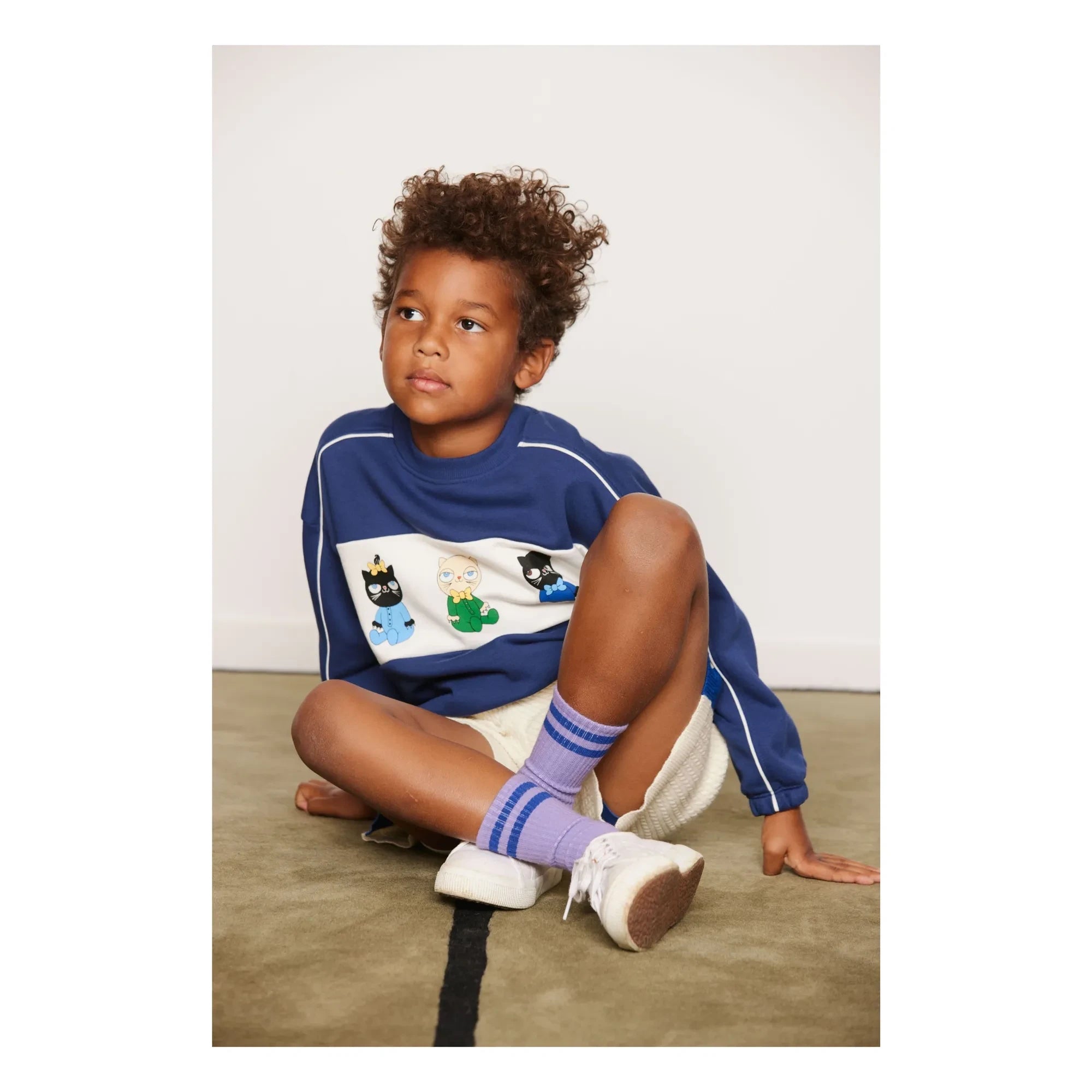 Mini Rodini - Organic Cotton Sweat Animals | Dark Blue