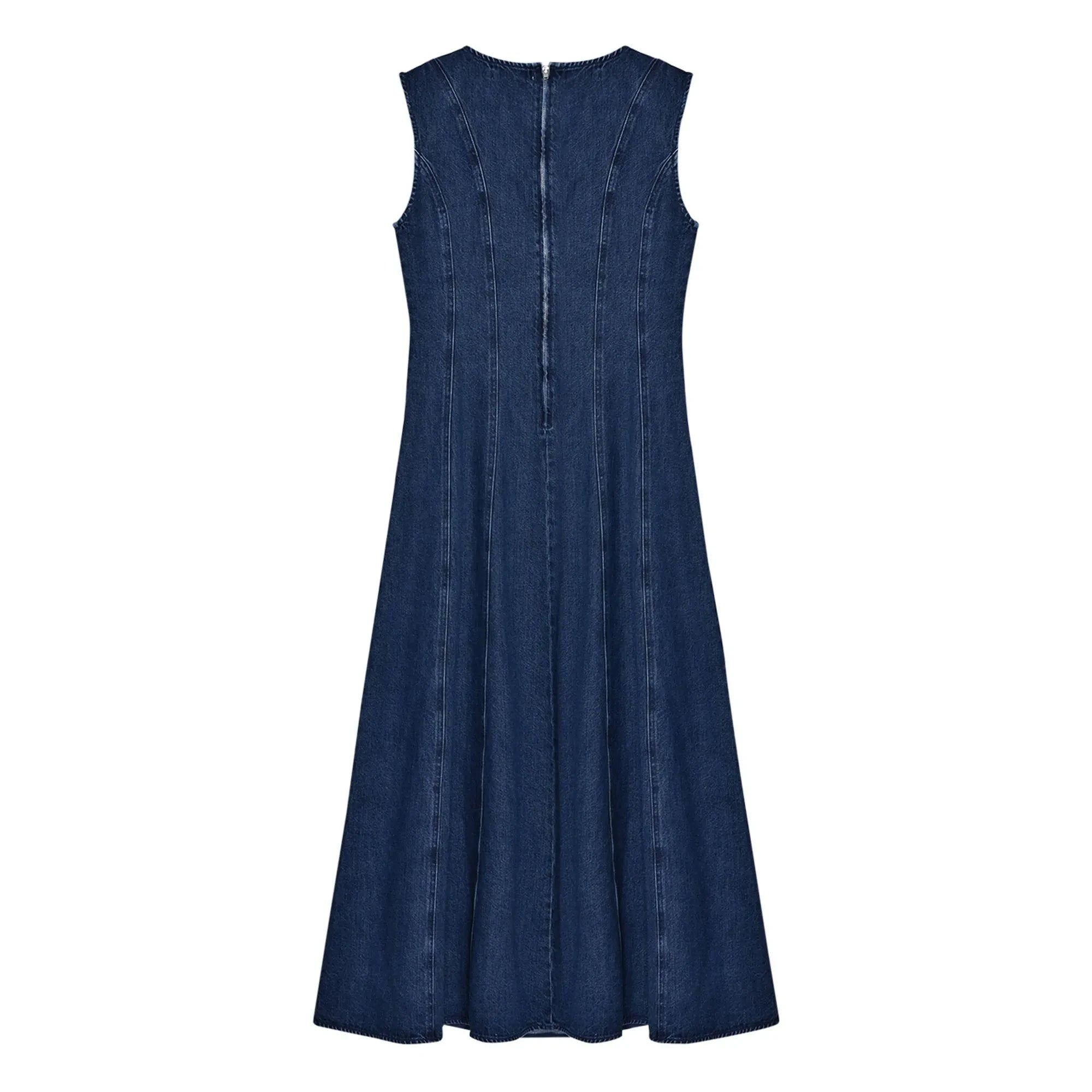 The New Society - Denim Cotton Dress | Blue Denim