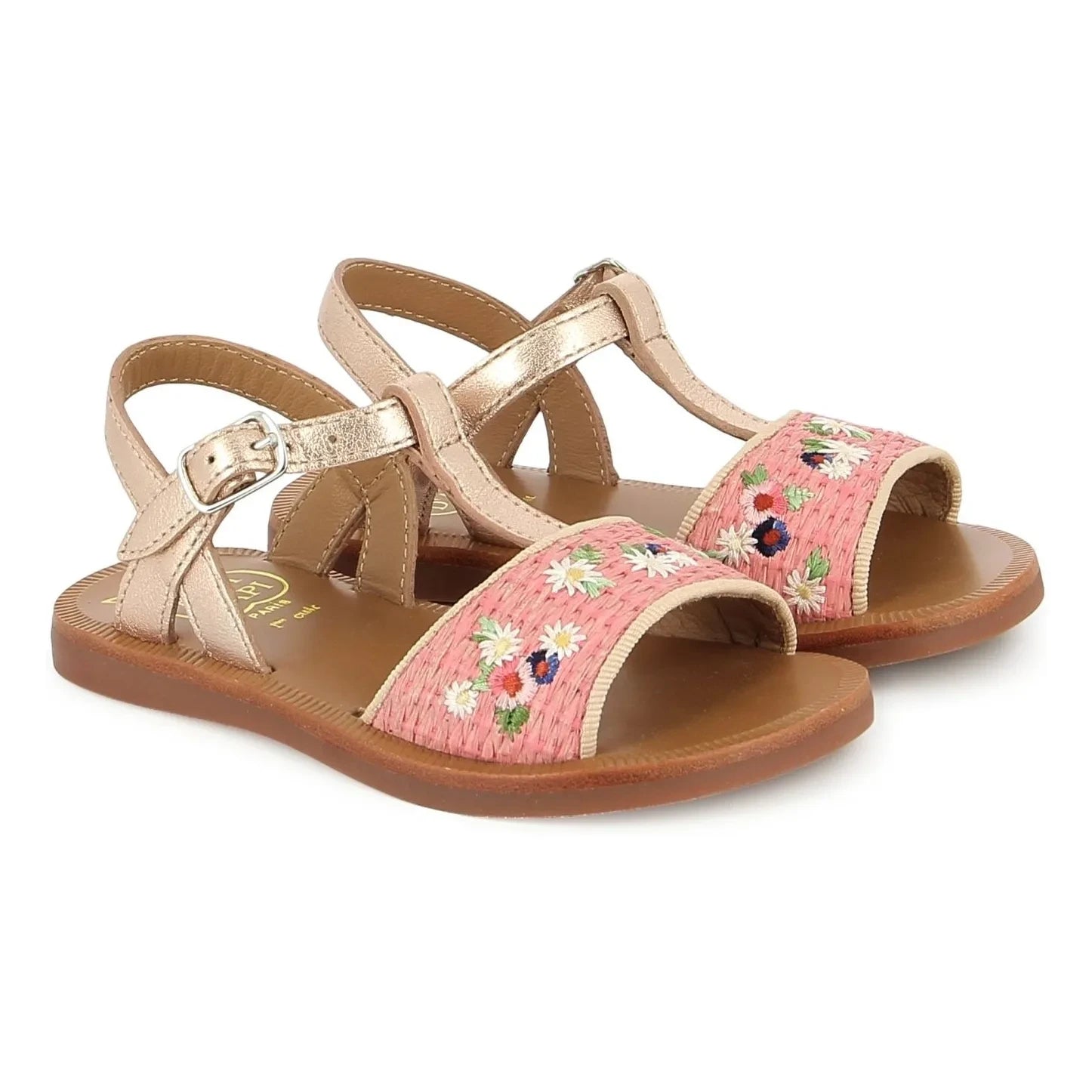 Pom d'Api - Sandals Plagette Raphia Brode | Pink