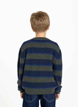 Smallable Kid - Matteo Striped Wool Sweater | Khaki