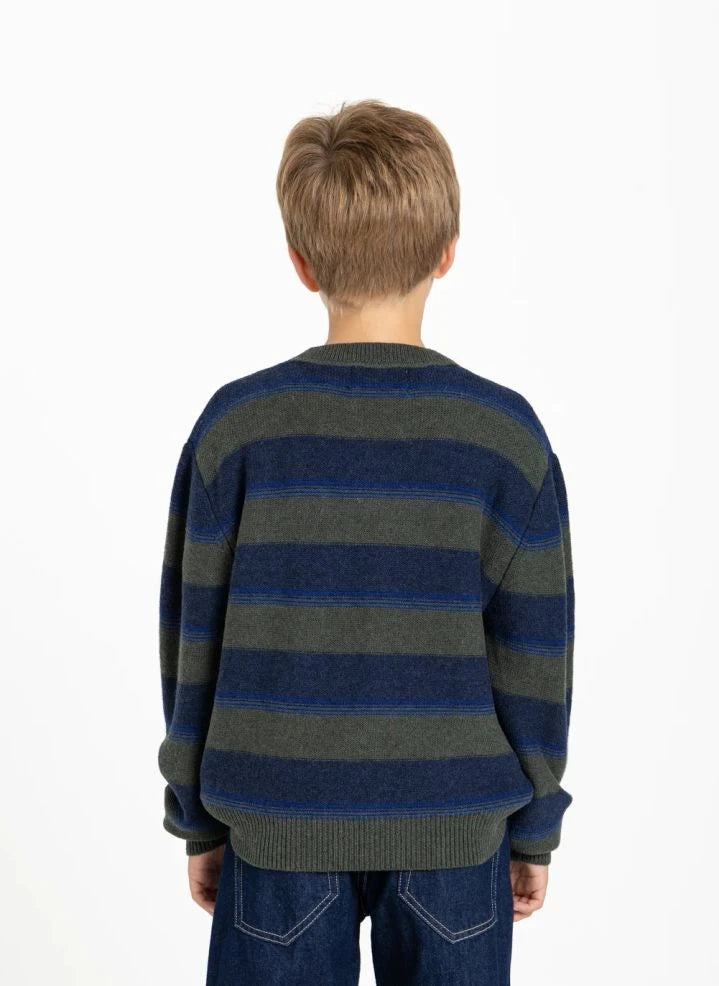 Smallable Kid - Matteo Striped Wool Sweater | Khaki