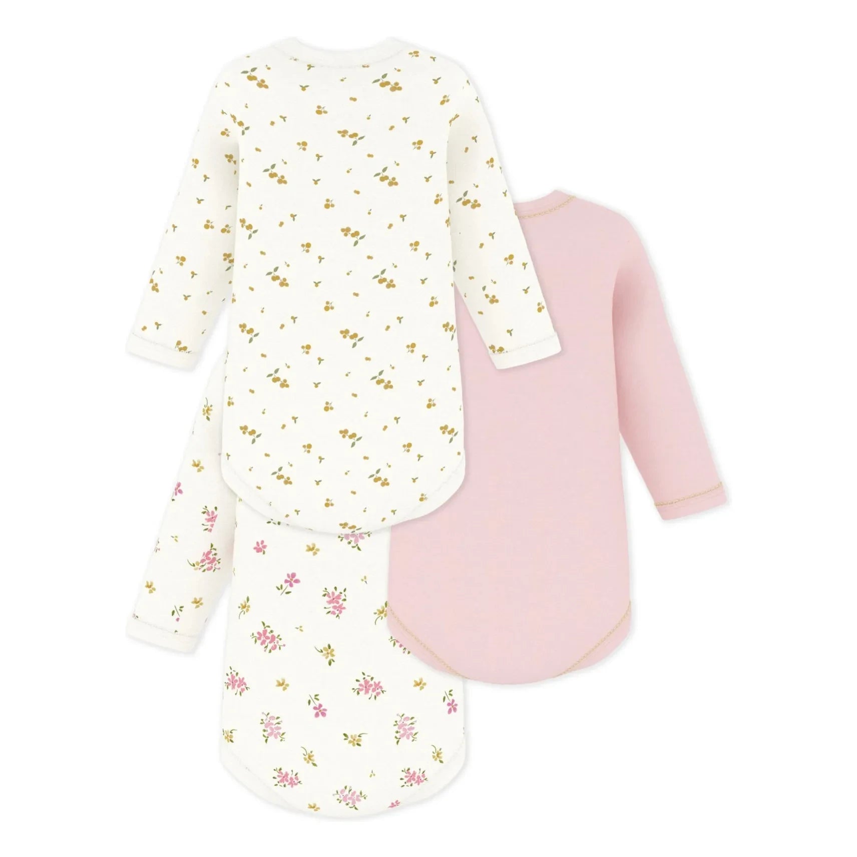 Petit Bateau - 3'lü Çiçekli Body Seti | Beyaz