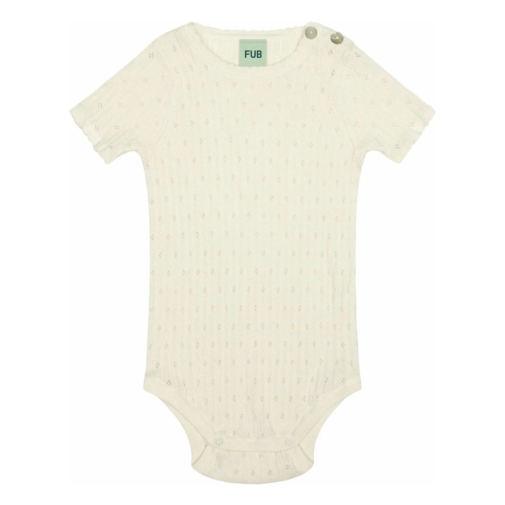 FUB - Pointelle Thin Knit Organic Cotton Bodysuit | Ecru