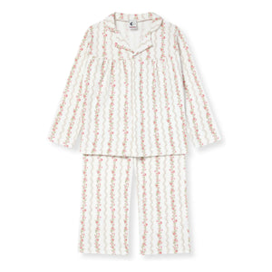 Sleepy Doe - Organic cotton floral print striped pajamas | Ecru