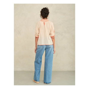 M.A.B.E. - Talia Cotton Blouse | Coral Orange