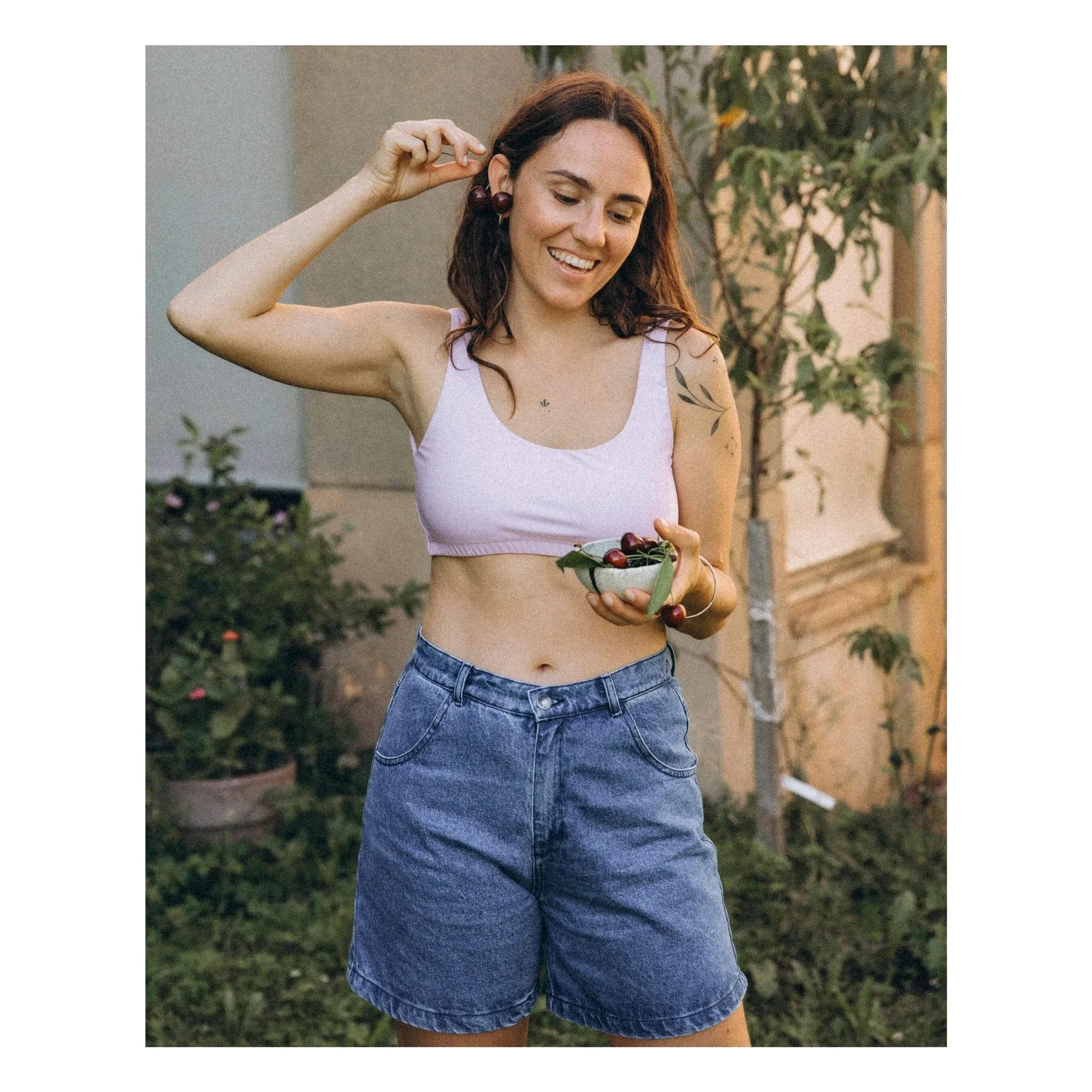 Matona - Plain organic cotton bra | Damson