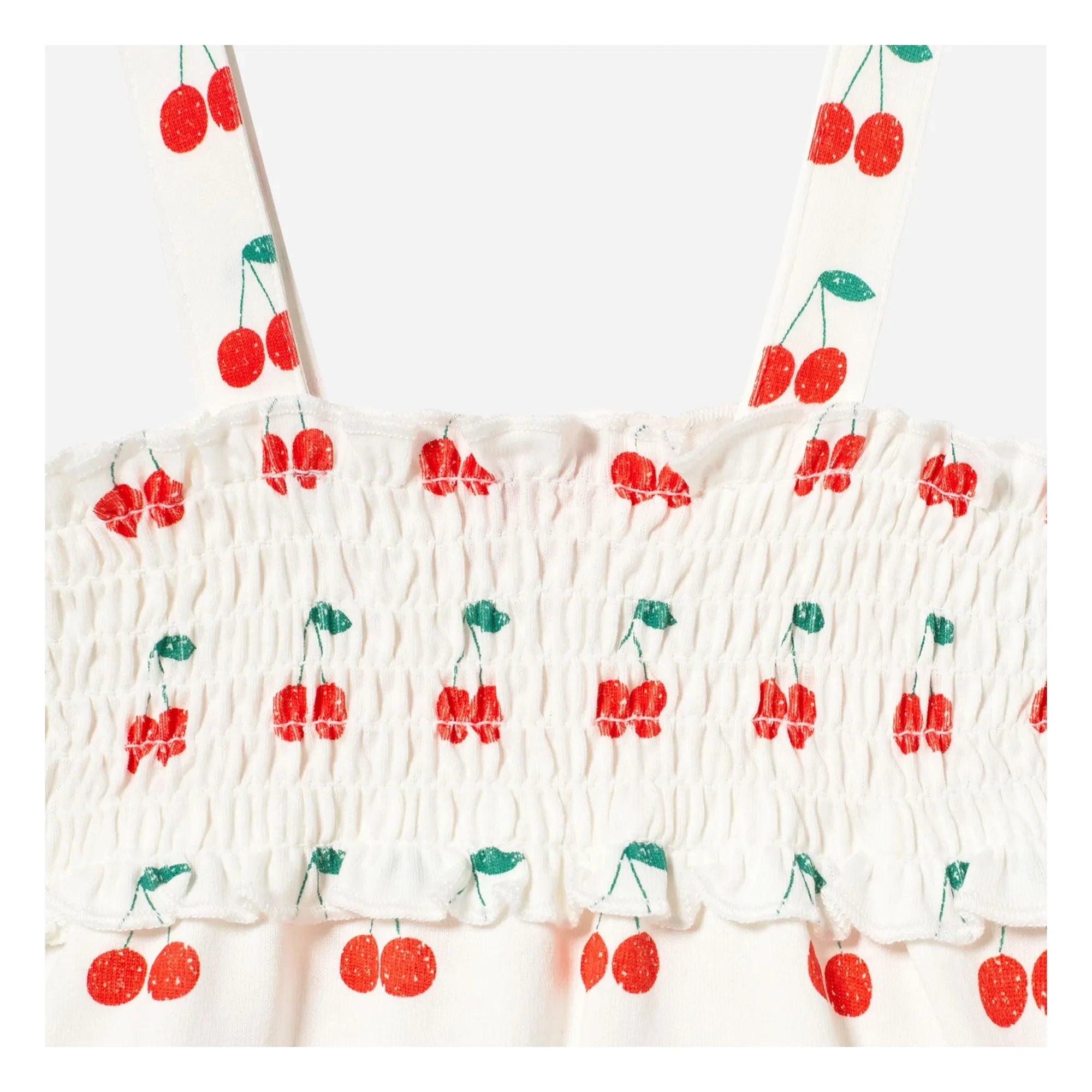 Tinycottons - Cherry Patterned Cotton Romper | White