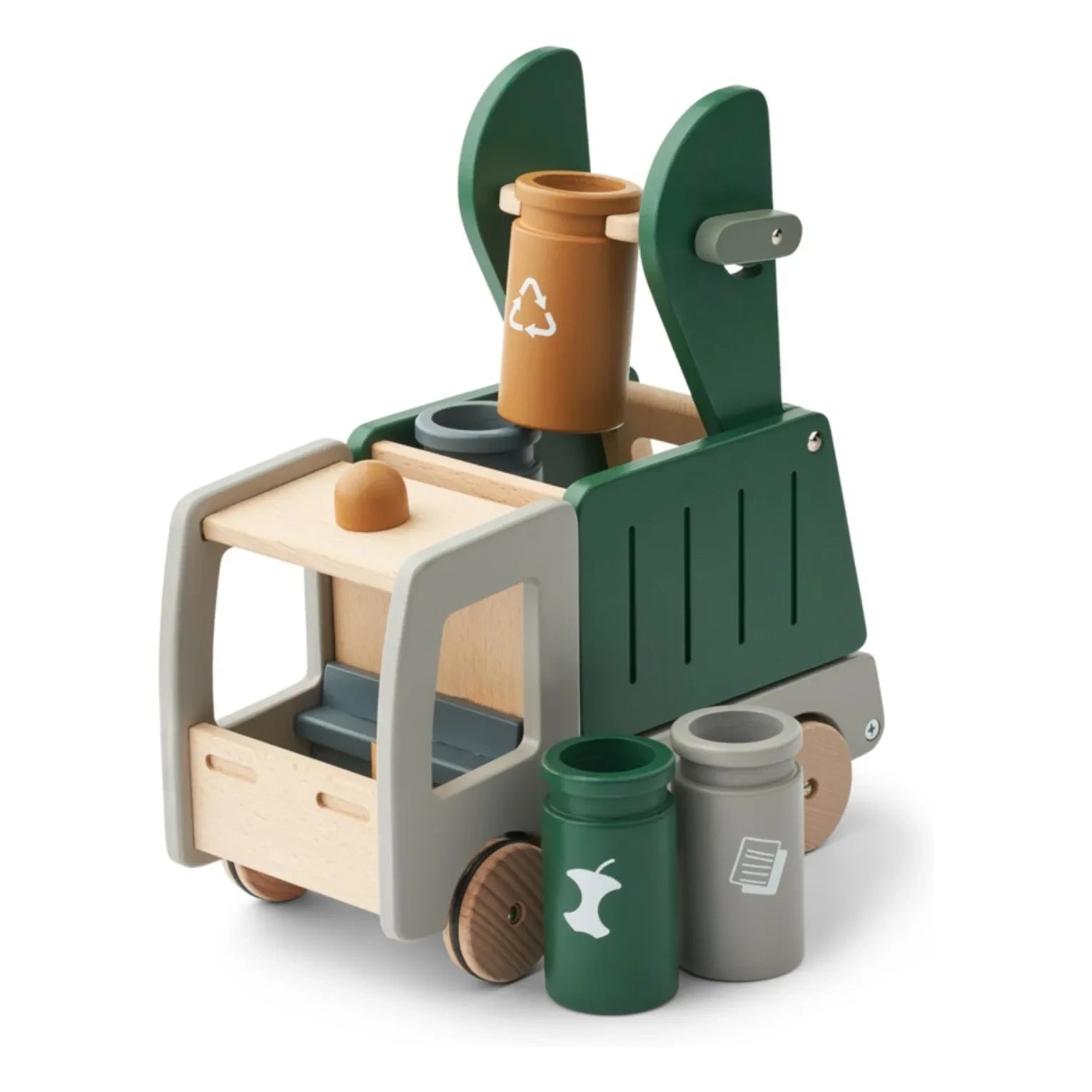 Liewood - Irina Wooden Recycling Truck | Garden Green Multi-Color