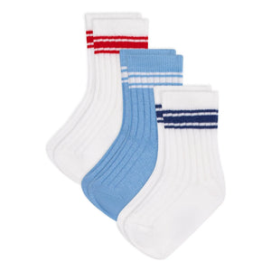 Petit Bateau - 3 Pairs of Ribbed Sports Socks Set | White