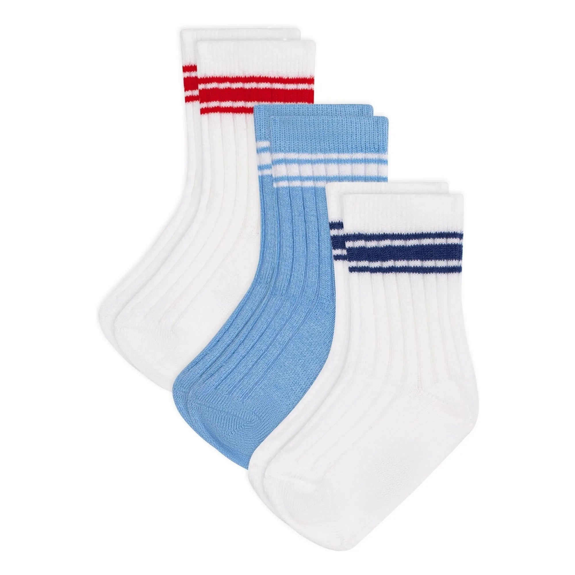 Petit Bateau - 3 Pairs of Ribbed Sports Socks Set | White