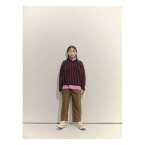 Main Story - Organik Pamuklu Çizgili V Yaka Sweatshirt | Bordo