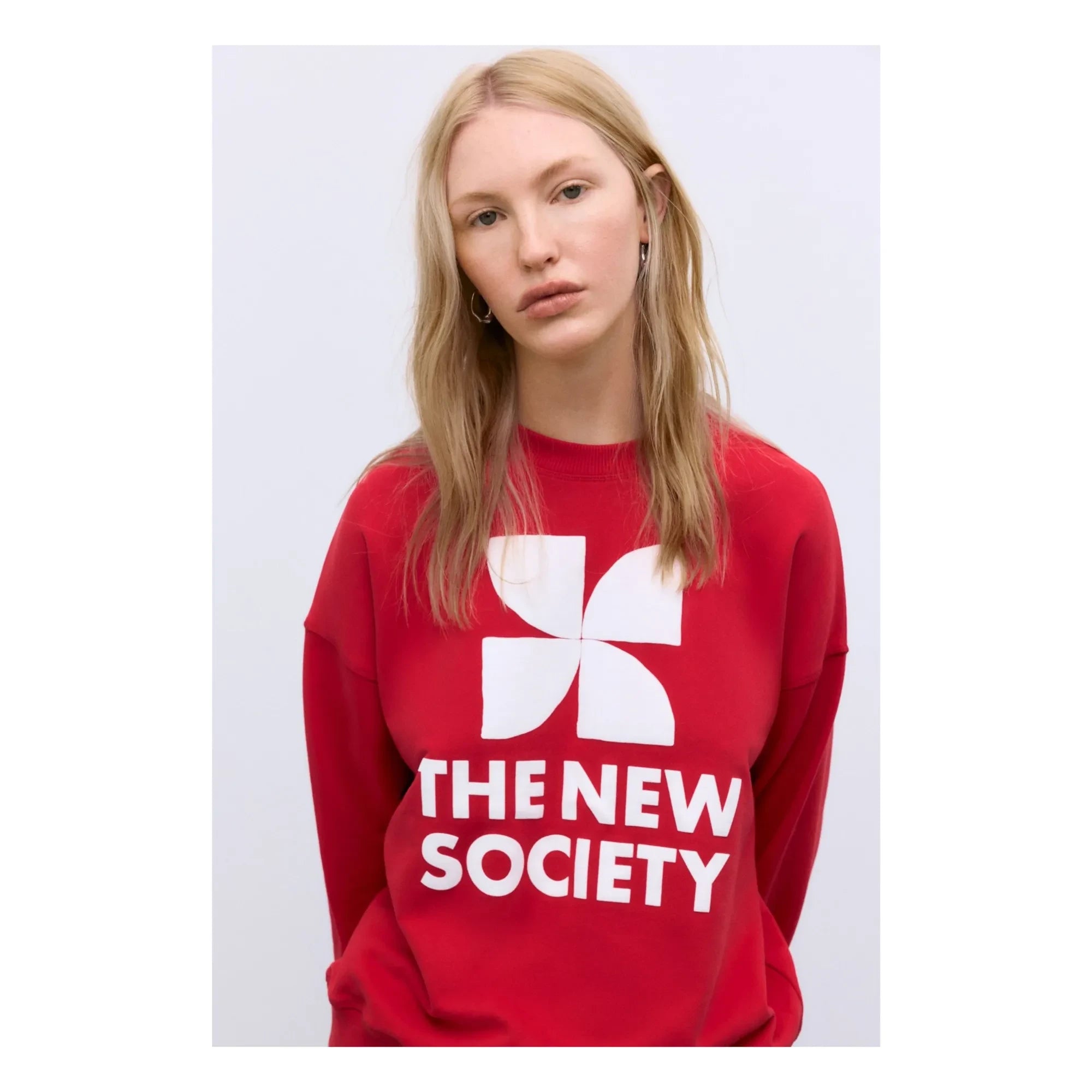 the new society - TNS Logo Cotton Sweatshirt | Red