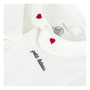 Petit Bateau - Organic Cotton Embroidered Collar Bodysuit | White