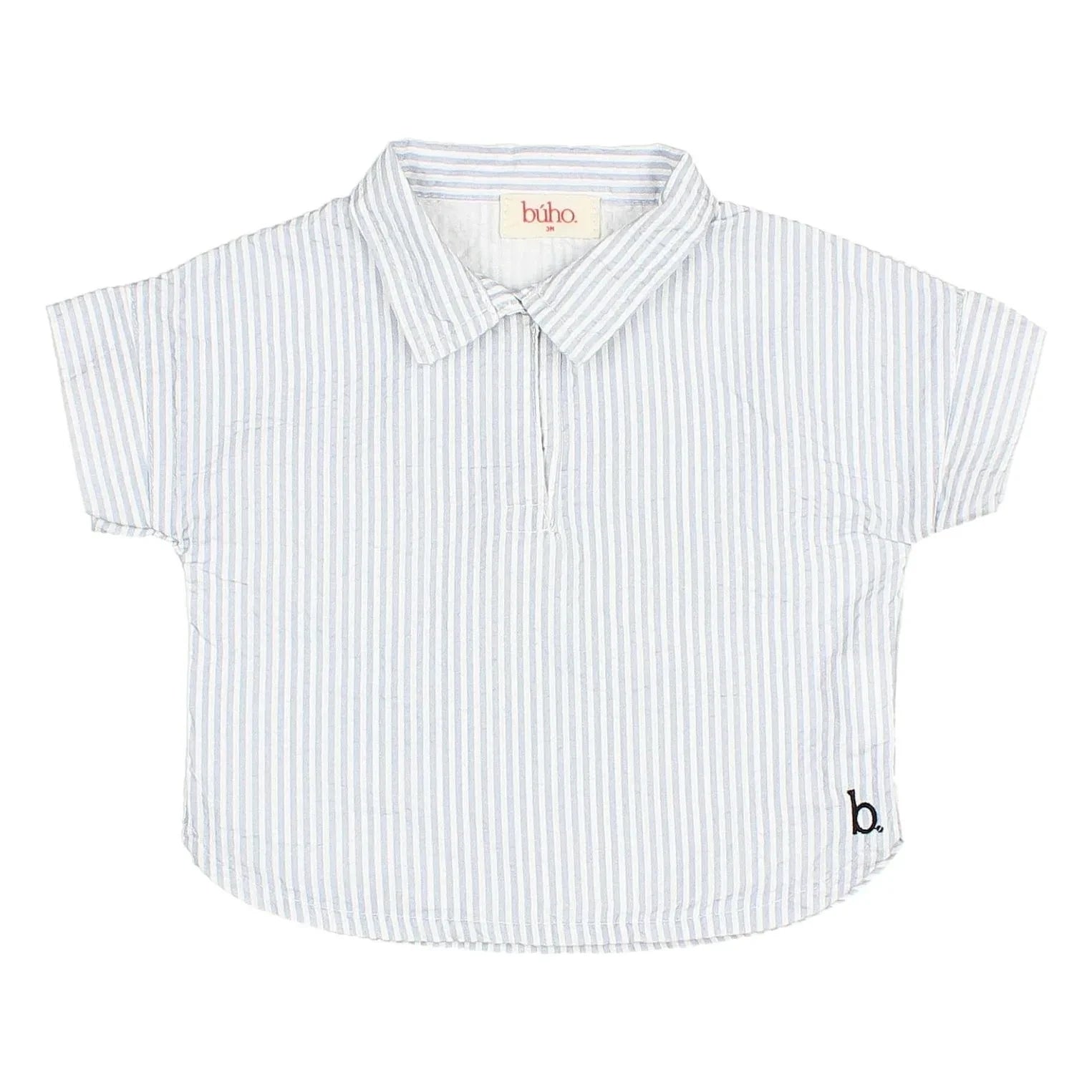 Búho - Striped seersucker shirt | Light blue