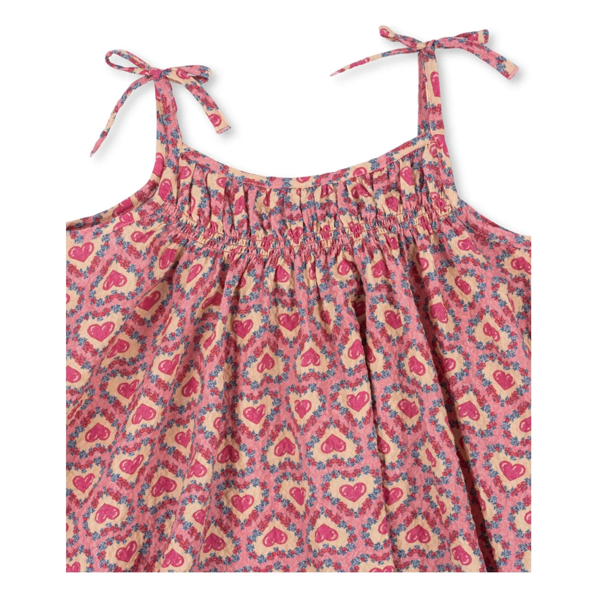 Konges Sløjd - Vivian Cœurs Seersucker Organic Cotton Dress | Pink