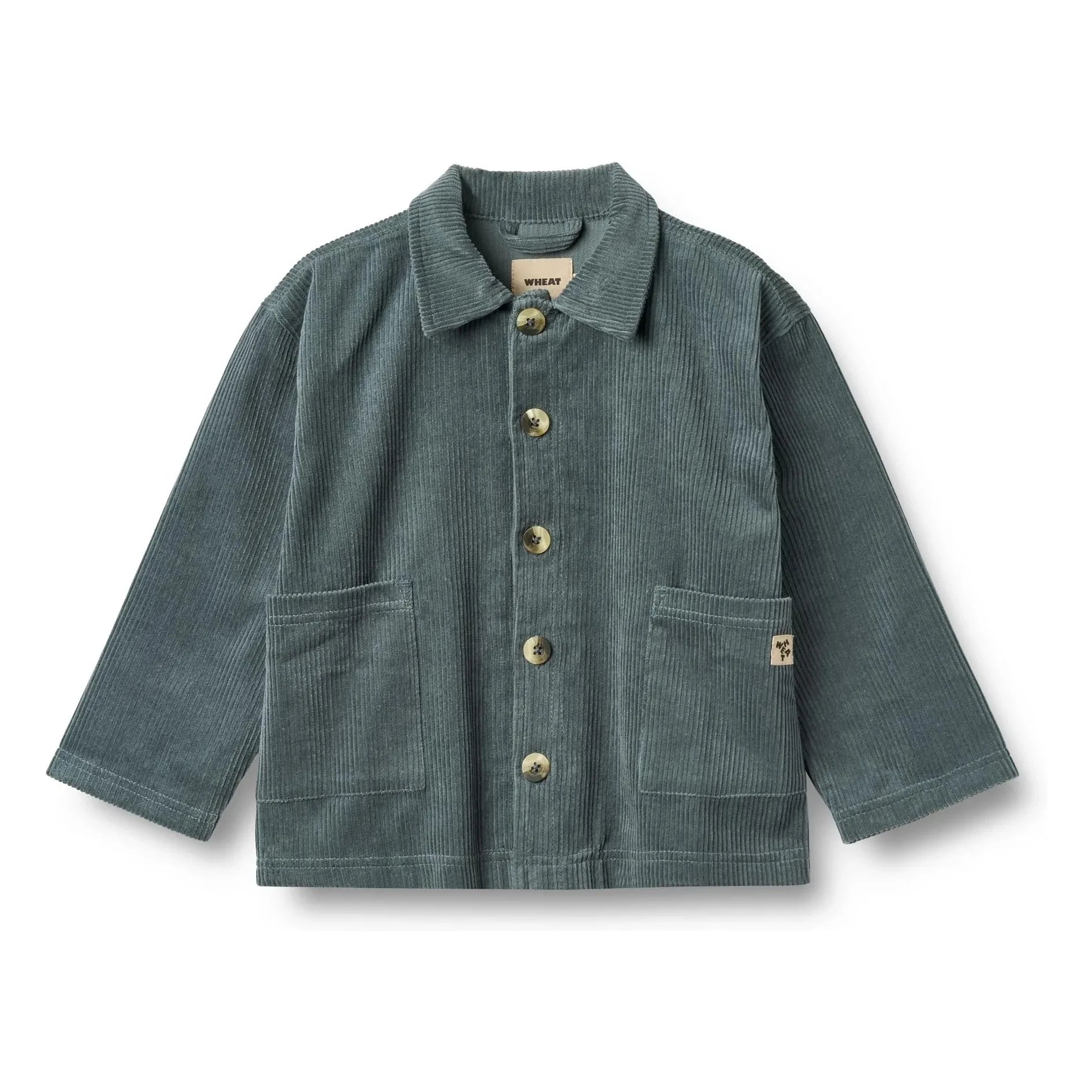 Wheat - Ada Organic Cotton Velvet Shirt Jacket | Gray Blue