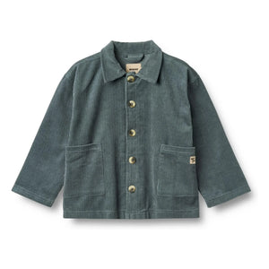 Wheat - Ada Organic Cotton Velvet Shirt Jacket | Gray Blue