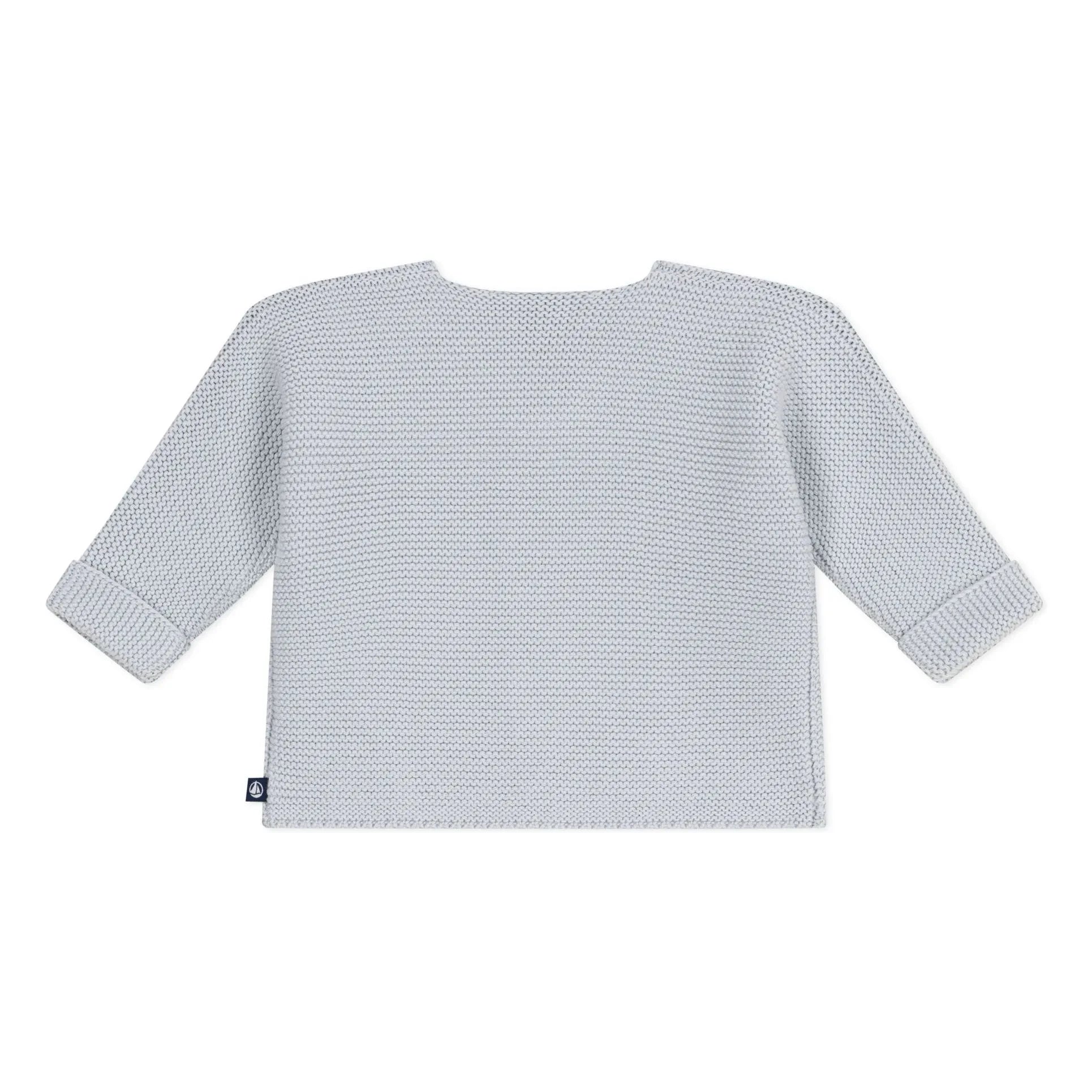 Petit Bateau - Organic Cotton Fine Knit Cardigan | Light Gray