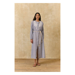 Louise Misha - Flavie Striped Organic Cotton Dress | Blue