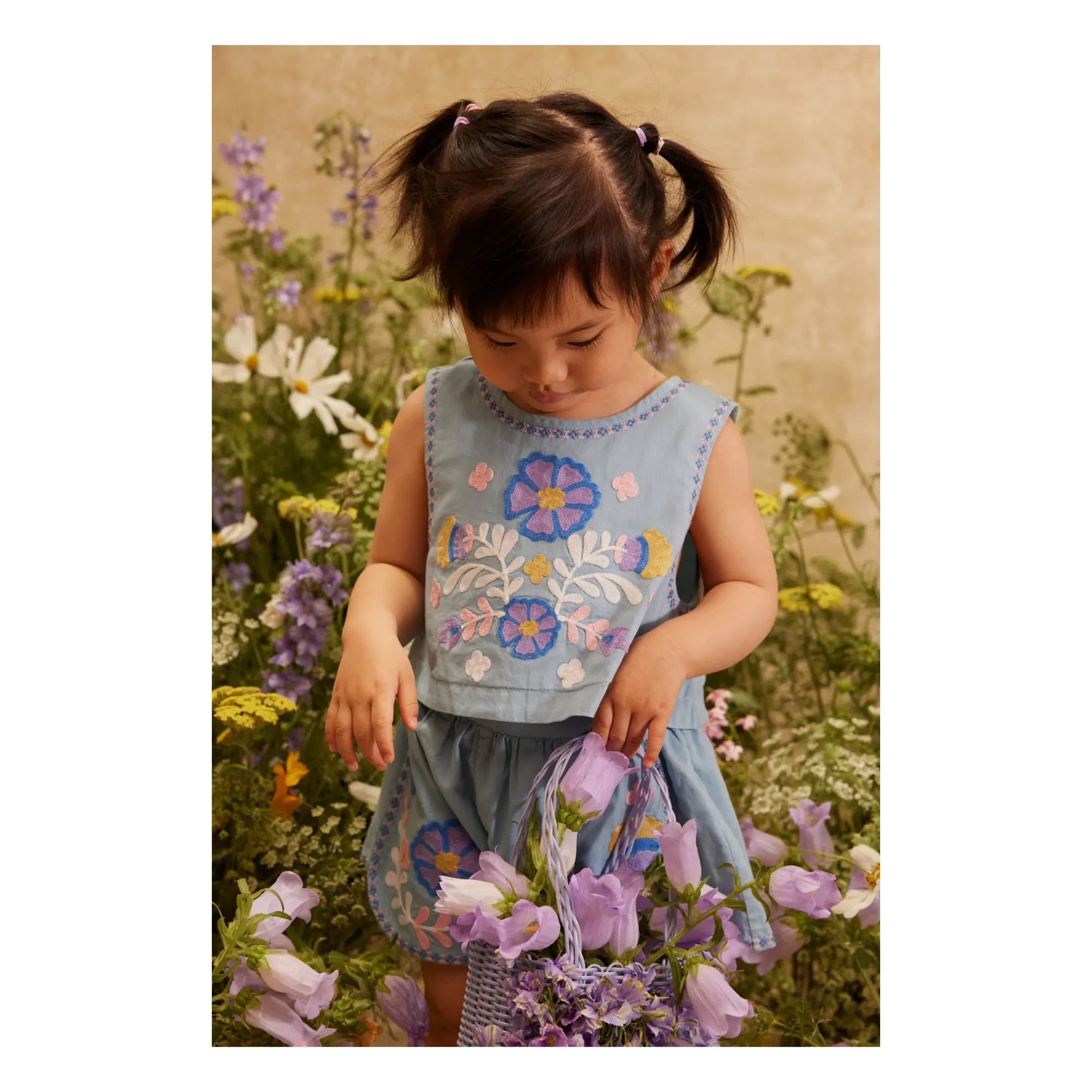 Louise Misha - Albane Embroidered Top Organic Cotton | Blue