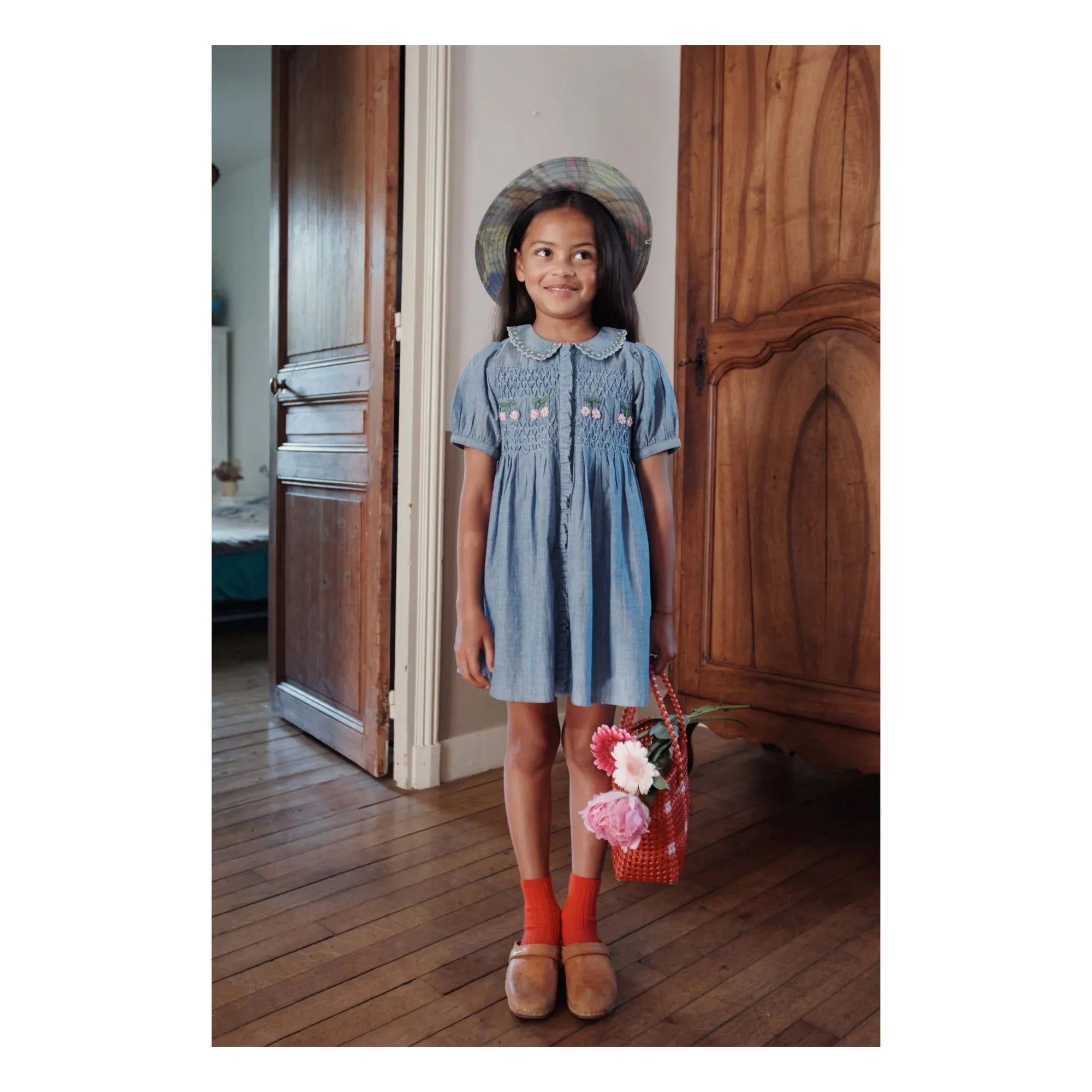 Emile et Ida - Mavi Chambray Smock Elbise