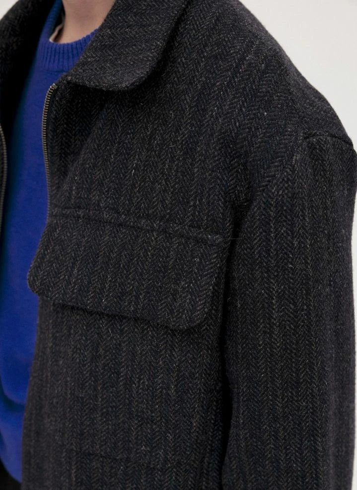 Noyoco - Kinsale Houndstooth Recycled Wool Jacket | Navy