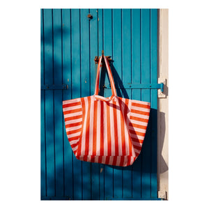 Rose in April - Elisa striped tote bag | Red
