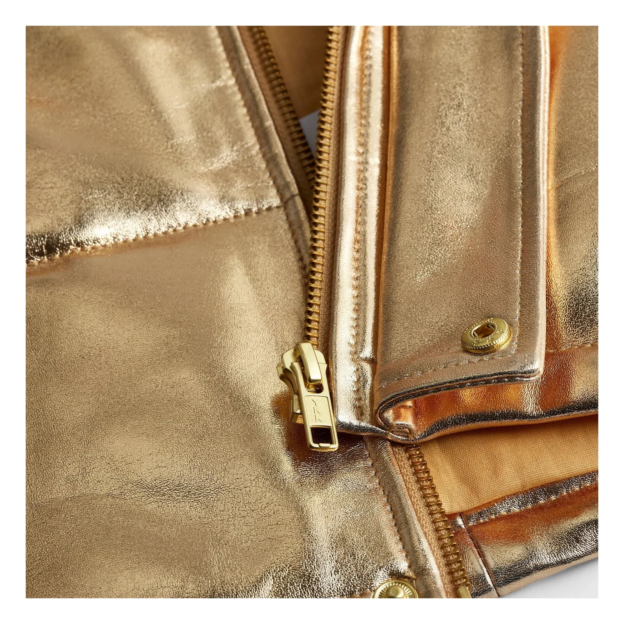 Fille Garçon - Metallic Sherpa Collar Sleeveless Jacket | Gold