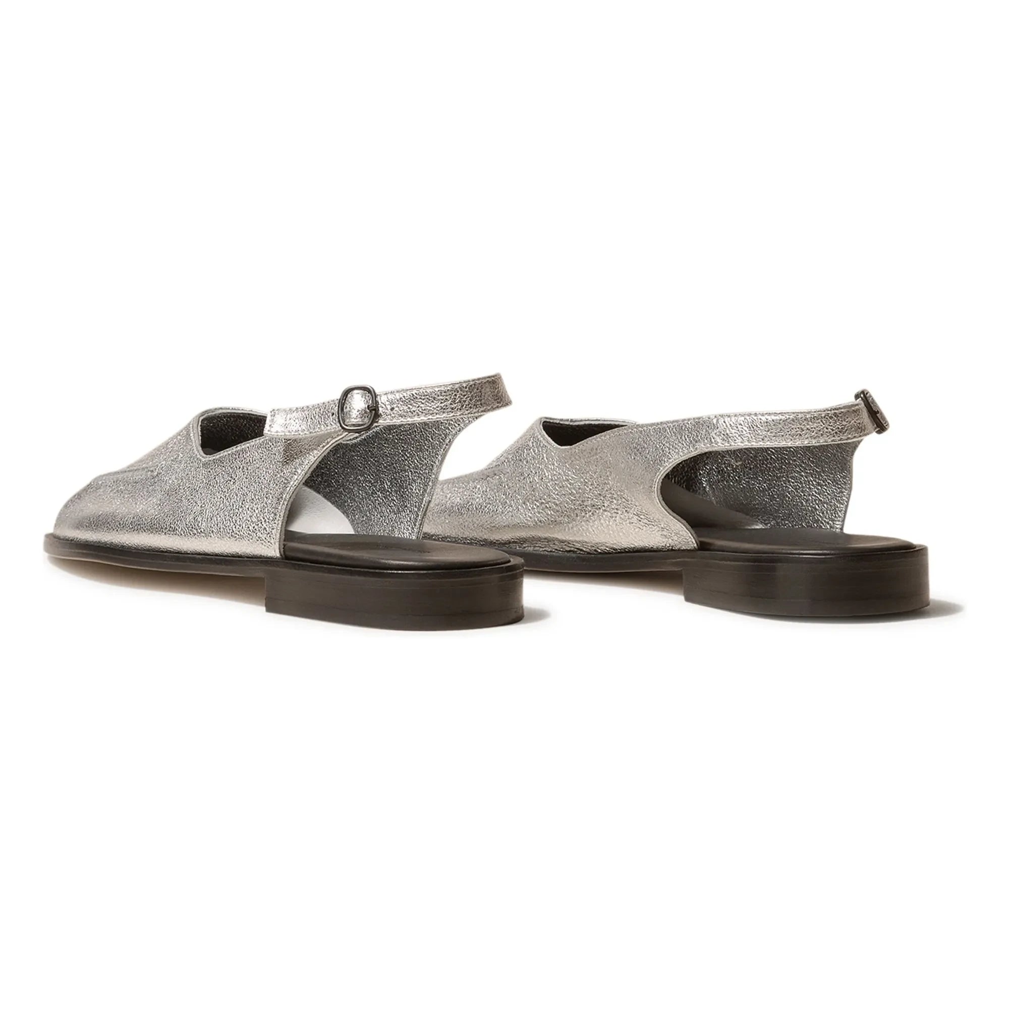 Hereu - Juliol Metallic Ankle Tie Shoes | Silver