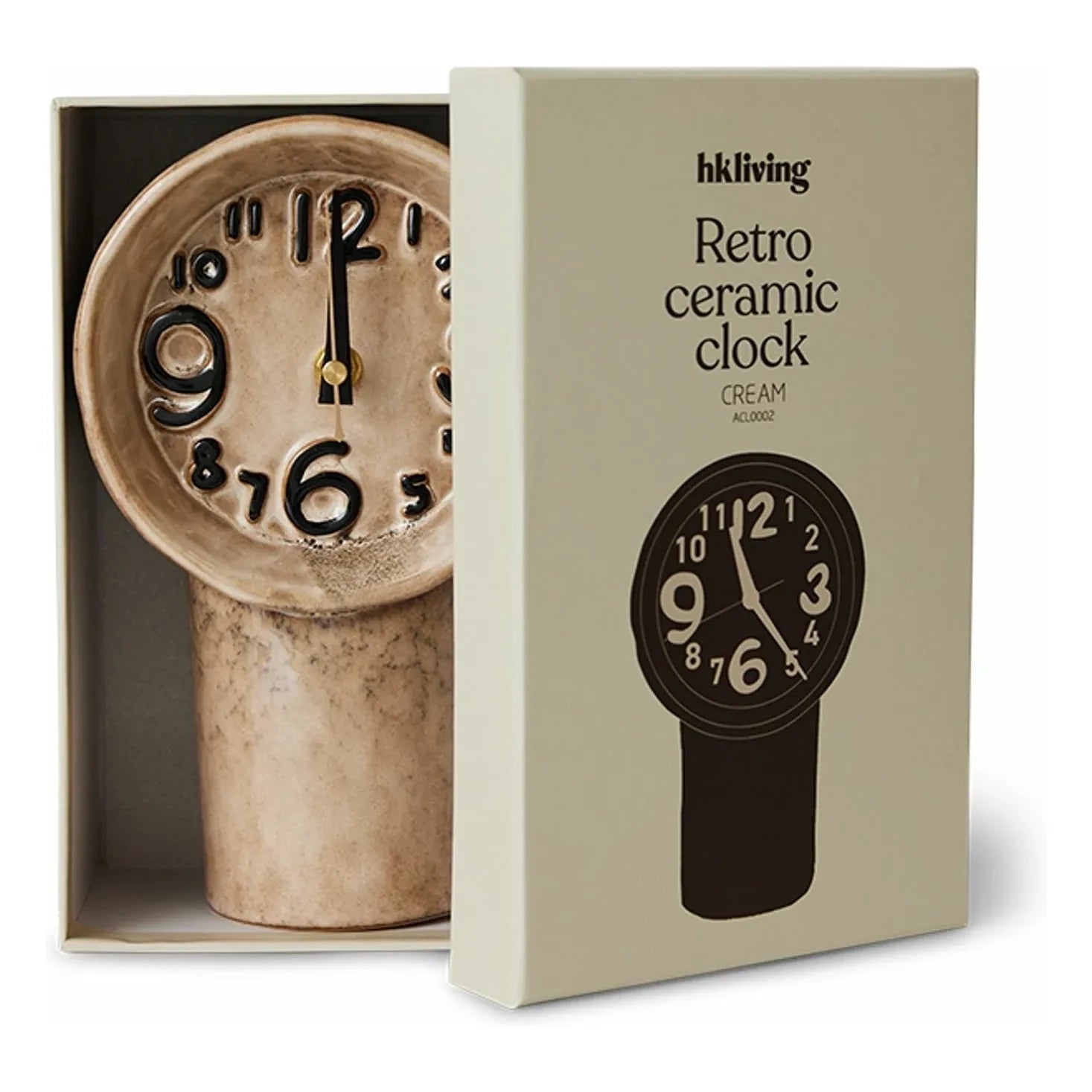 HKliving - Retro Ceramic Clock | Cream