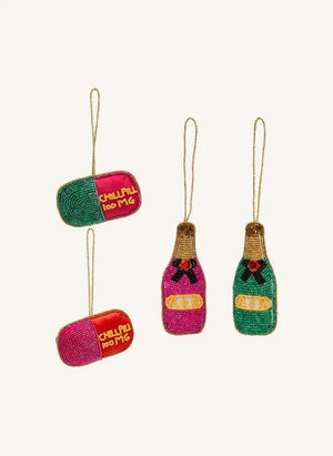 Anna + Nina - Chill Pill Christmas Ornaments - Set of 4 | Green