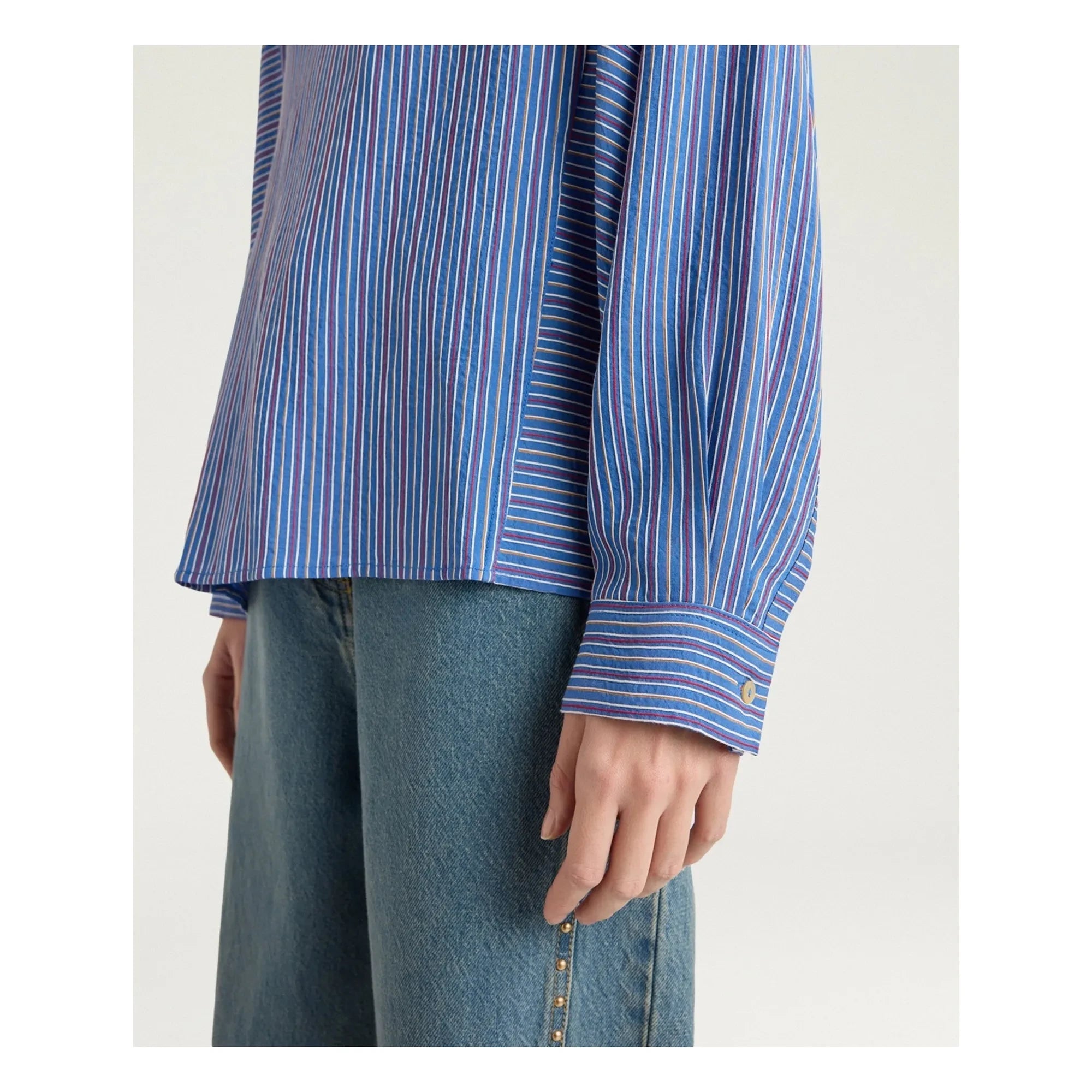 Momoni - Spiked Striped Blouse | Blue
