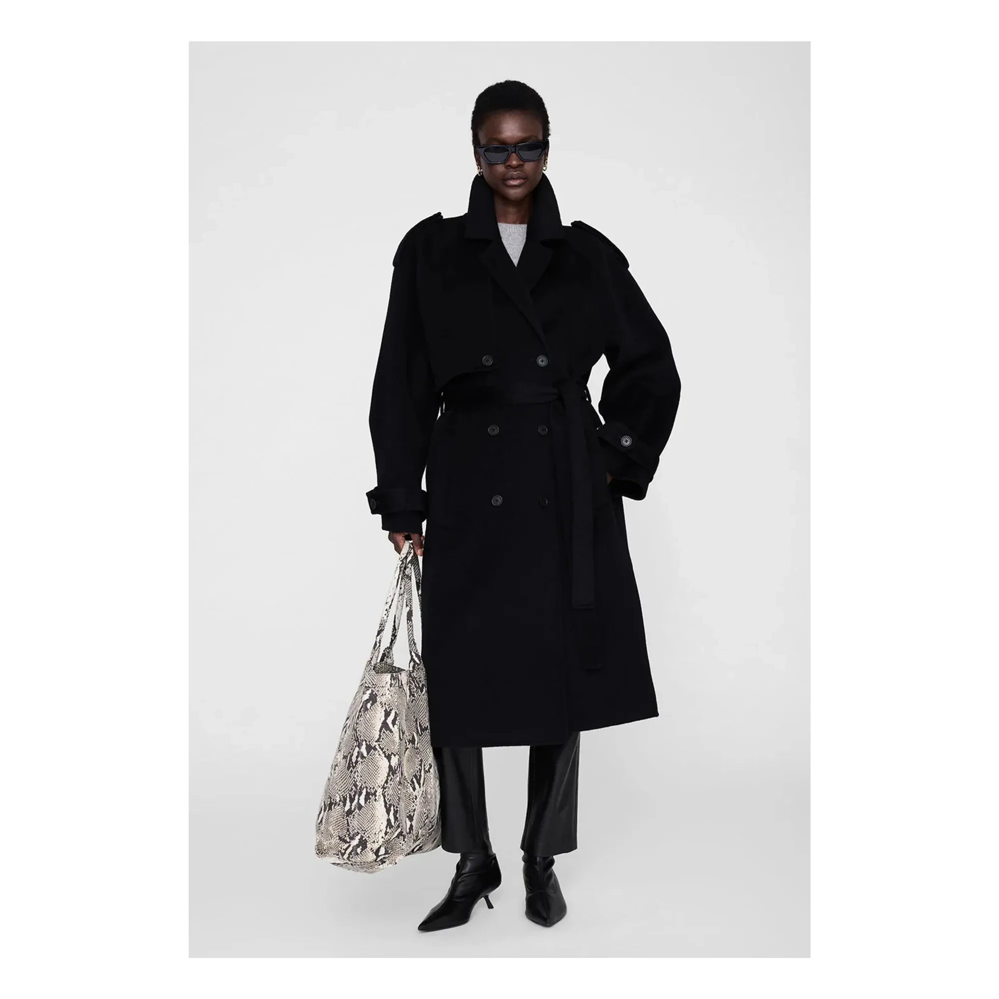 Anine Bing - Léo Python tote çanta | Gri