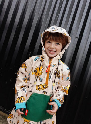 Hello Hossy - Rock n Fire Raincoat | White