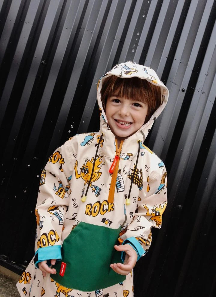 Hello Hossy - Rock n Fire Raincoat | White
