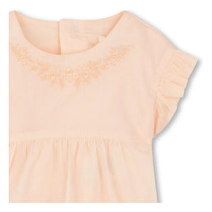 Chloé - Organik pamuk bluz ve bloomer seti | Toz pembe