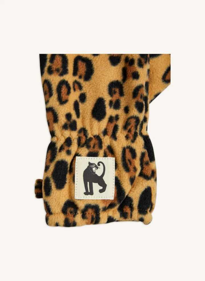 Mini Rodini - Geri Dönüştürülmüş Polyester Leopar Desenli Eldivenler | Kahverengi