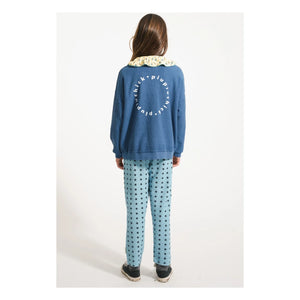 Piupiuchick - Embossed Sweatshirt Made of Organic Cotton | Petrol Blue