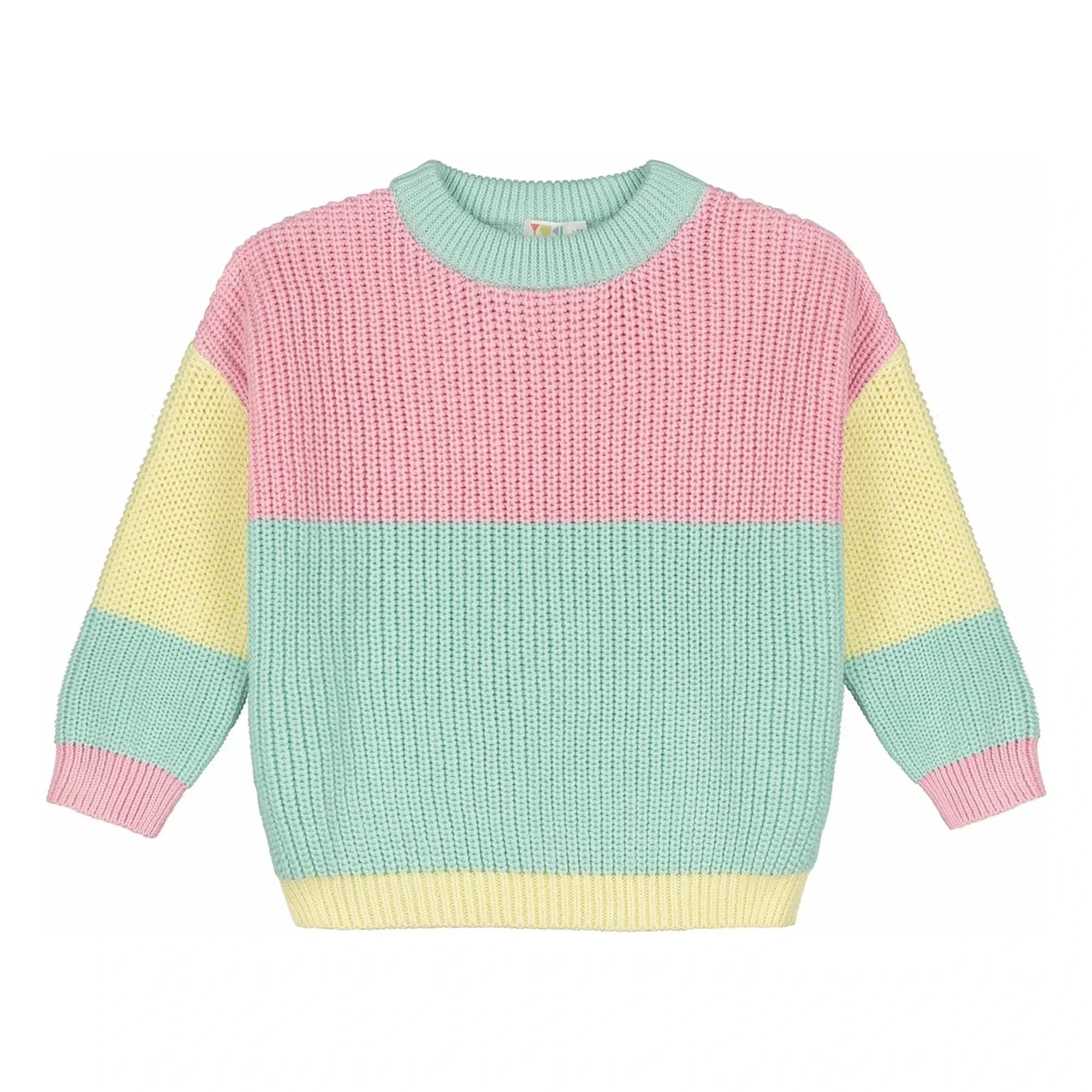 Yuki - Color Block Organic Cotton Sweater | Green Water