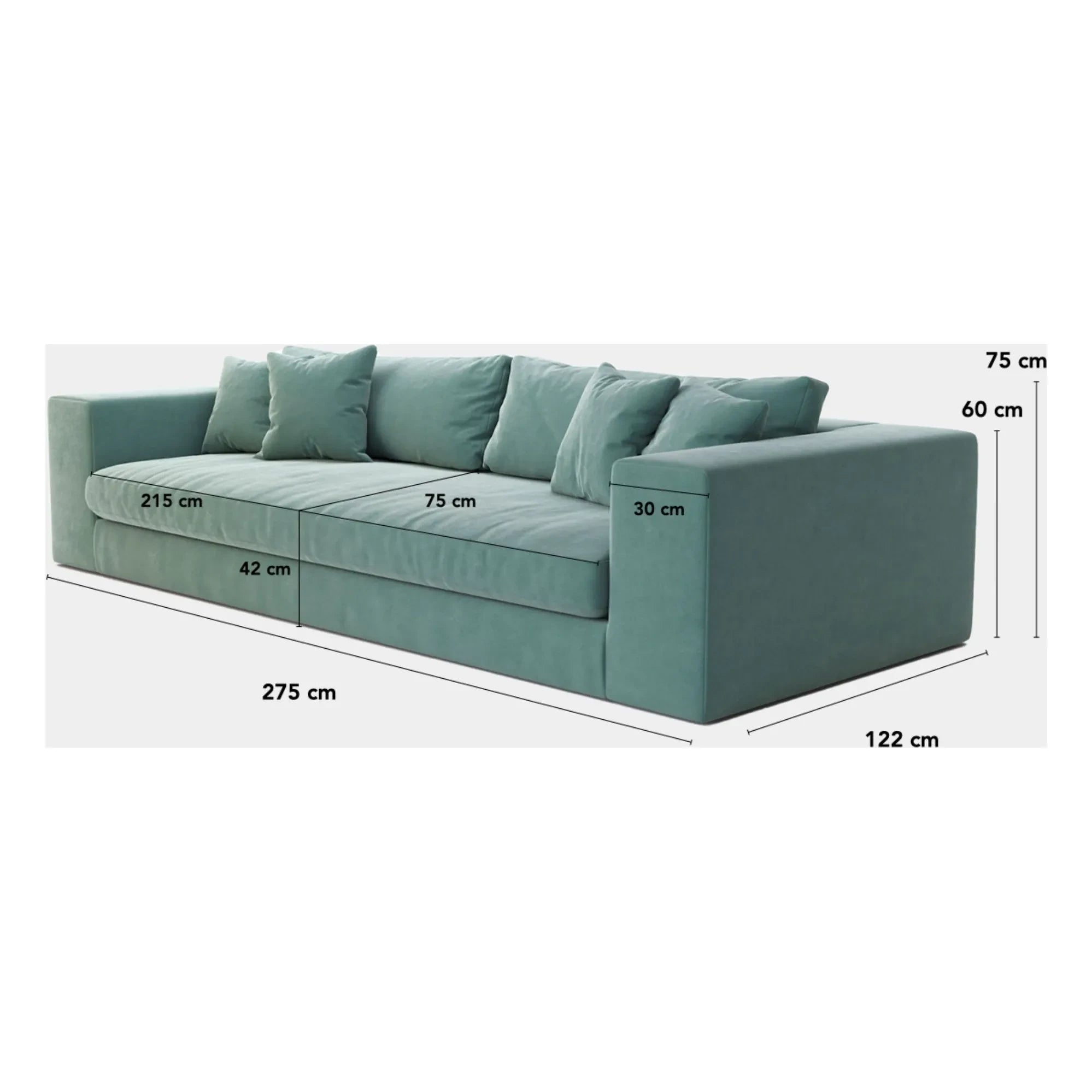 Panac Edition - Bellechasse 4 kişilik kanepe, pamuk ve keten - 275 cm | Gri